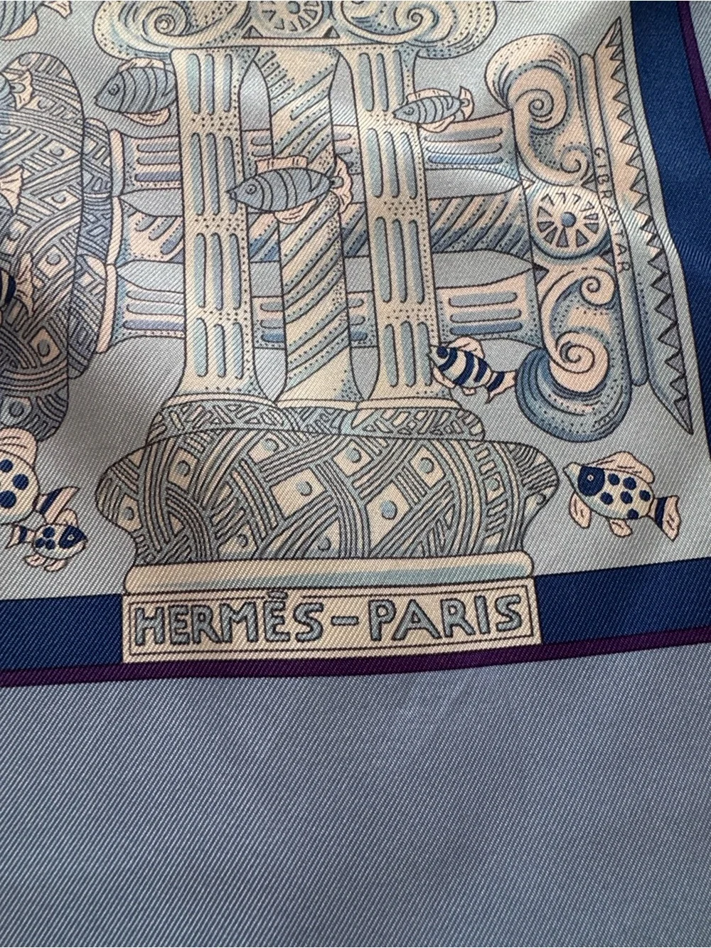 Hermes Rencontre Oceane-  Blue version Multicolor Sea Life Silk Scarf - Picture 2 of 14